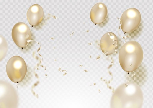 Celebration with Gold Balloon and confetti
