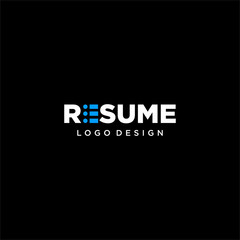 Simple wordmark logo design of resume with black background - EPS10 - Vector.