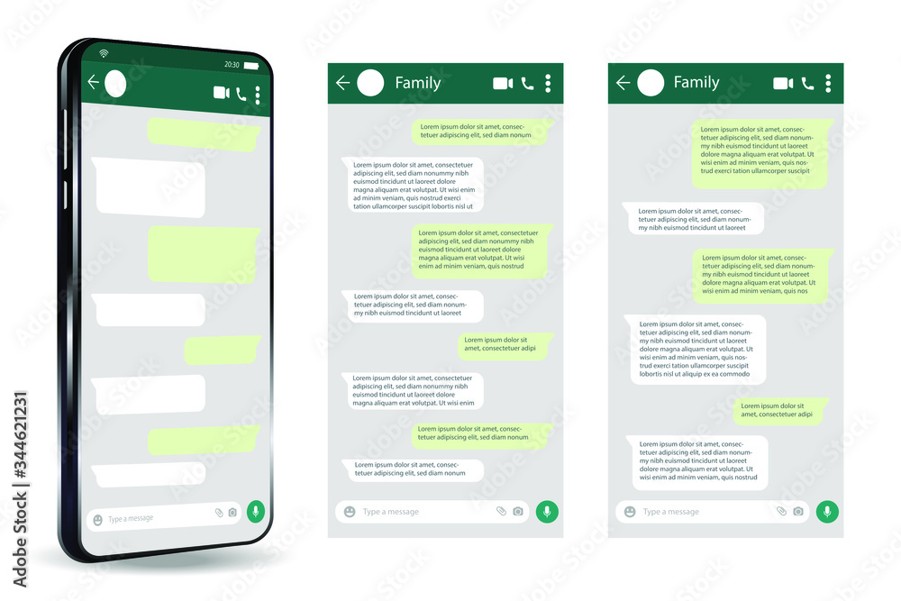 Poster phone chatting sms template bubbles. place your own text editable to the message clouds. dialogues u