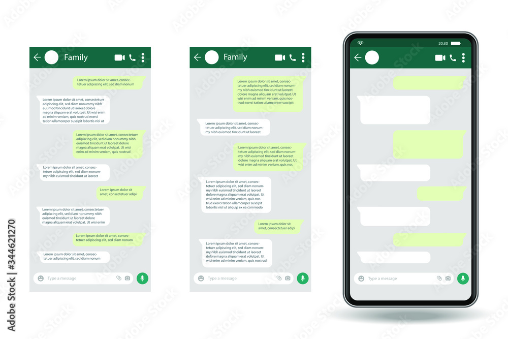 Poster phone chatting sms template bubbles. place your own text editable to the message clouds. dialogues u