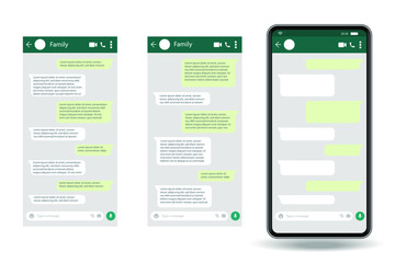 Phone chatting sms template bubbles. Place your own text editable to the message clouds. dialogues using samples bubbles Phone chatting sms.