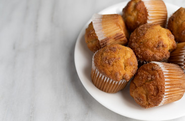 Banana Streusel muffins on a white plate