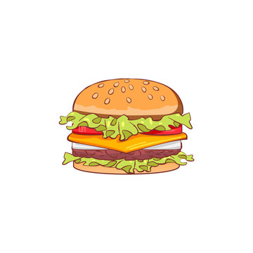 Delicious hamburger vector illustration on white background