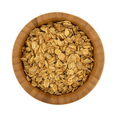 Top view of a bowl filled with brown sugar oat granola