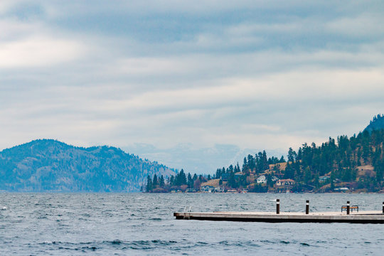 Kelowna British Colombia Canada In Fall In The Evening