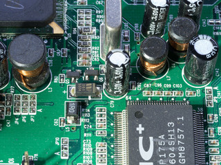 electronic components on a printed circuit board