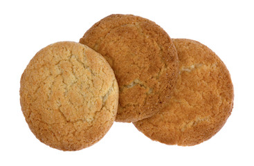 Three coconut flavor cookies on a white background
