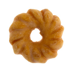 Glazed cruller on a white background