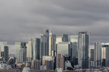 View of a set of skyscrapers belonging to financial corporations