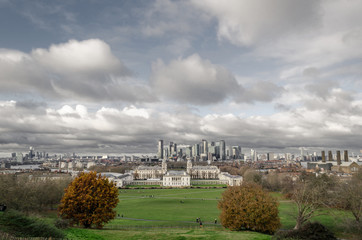 Panoramic view of the Isle of Dogs in London, England