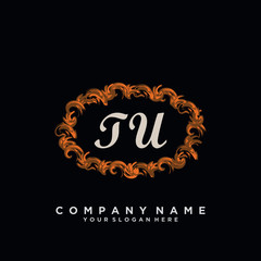 Initial Letter TU Logo With circle Template Vector
