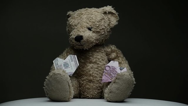 footage of toy bear money 