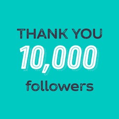 Thank you, 10000 followers, social media vector design 