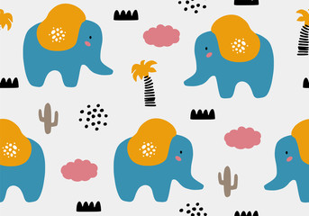 Fototapeta premium Elephant seamless pattern.