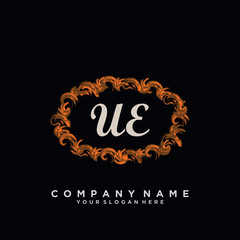 Initial Letter UE Logo With circle Template Vector