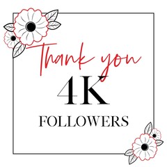 Thank you, 4K followers, social media vector design 