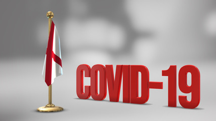Alabama realistic 3D flag and Covid-19 illustration.
