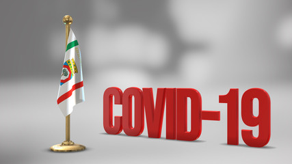 Apulia realistic 3D flag and Covid-19 illustration.