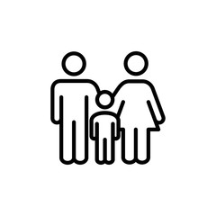 S&iacute;mbolo familia. Icono plano lineal hombre, mujer y ni&ntilde;o en color negro