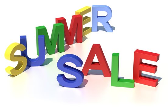 Colorful letters of summer sale. 3D illustration.