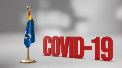 Durham North Carolina realistic 3D flag and Covid-19 illustration.