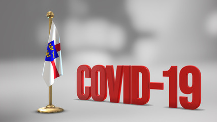 East Anglia realistic 3D flag and Covid-19 illustration.