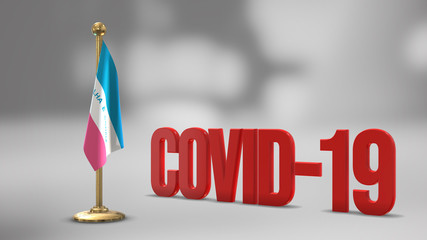 Espirito Santo realistic 3D flag and Covid-19 illustration.