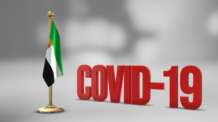 Extremadura realistic 3D flag and Covid-19 illustration.