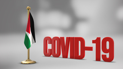 Jordan realistic 3D flag and Covid-19 illustration.