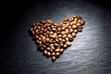 Heart shaped coffee beans