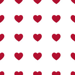 Seamless pattern of red hearts. Love concept. Design for packaging and backgrounds.