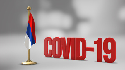 Misiones realistic 3D flag and Covid-19 illustration.