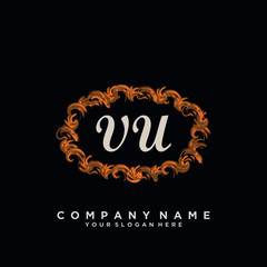 Initial Letter VU Logo With circle Template Vector