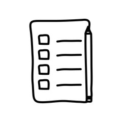 checklist and pencil icon, line style