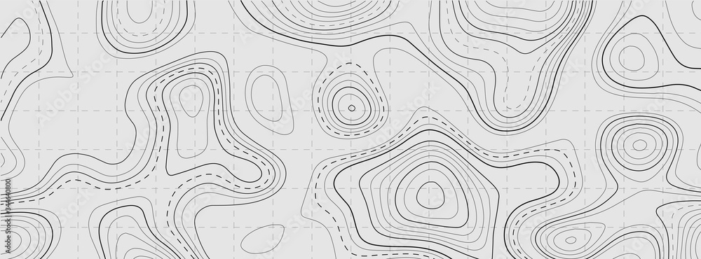 Poster topographic contour map on white background. vector grid map.