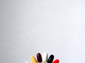 Manicure color palette on a white background