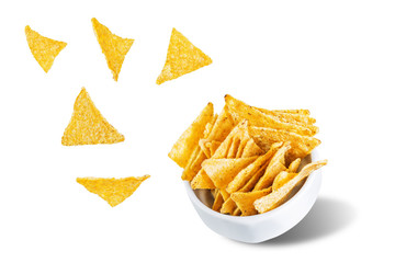 Corn chips on a white isolated background
