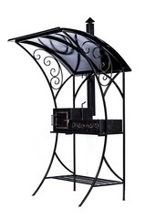 barbecue with roof and wrought-iron ornaments on a white background