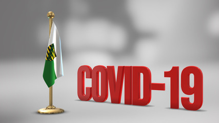 Saxony realistic 3D flag and Covid-19 illustration.