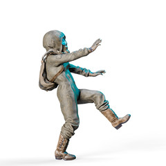 radioactive cartoon is almost falling in white background