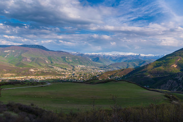 Fototapeta na wymiar Panoramic view of Ijevan and surrounding mountains, Armenia