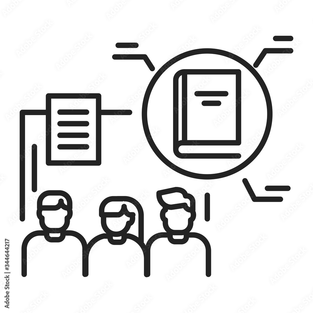 Poster training programs black line icon. educational program tailored specifically for a particular group 