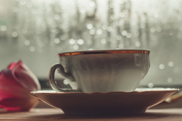 white buckwheat with a saucer and a Tulip
