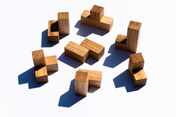 wooden blocks isolated on white background