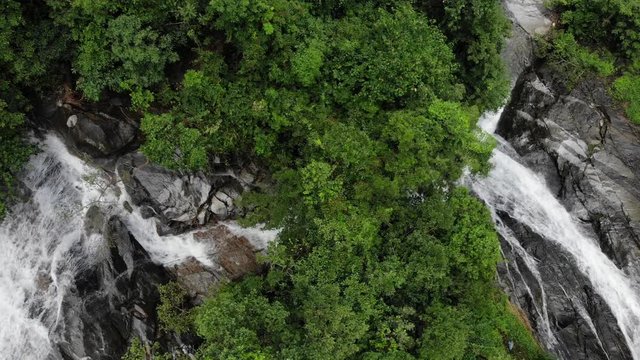 arial view waterfall in the forest