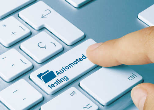 Automated Testing - Inscription On Blue Keyboard Key.