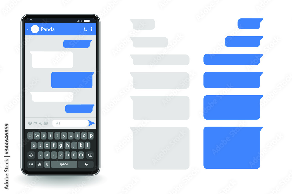 Poster phone chatting sms template bubbles. place your own text editable to the message clouds. dialogues u