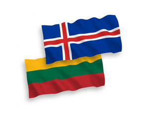 Flags of Lithuania and Iceland on a white background