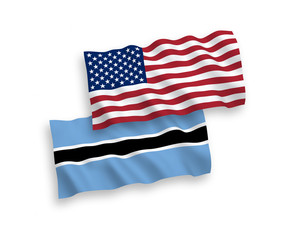 Flags of Botswana and America on a white background