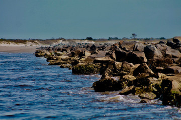 Rock wall on the ocean